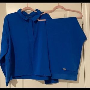Figs electric blue XXL tall Livingston pants 2XL Nala long sleeve polo top